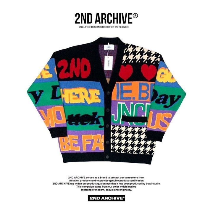 楽天市場】2ND ARCHIVE セカンドアーカイブ カーディガン 総柄 ニット 