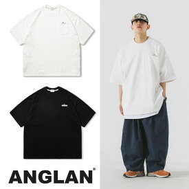 ANGLAN アングラン Hidden Wappen Pocket Half Tee - 送料無料 ホワイト ブラック 半袖 無地 ユニセックス