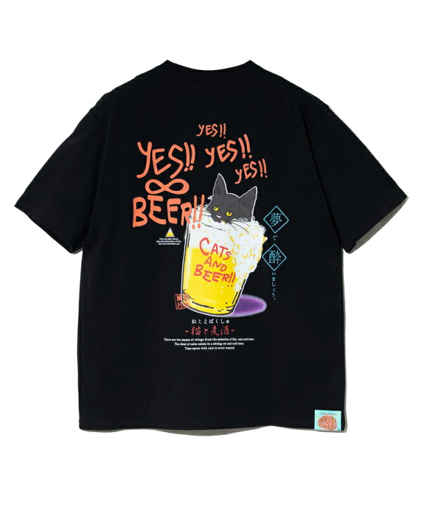 go slow caravan ゴースローキャラバン RAY綿 猫と麦酒TEE 麦酒風呂2 送料無料 あす楽対応 公式 ユニセックス M L ホワイト ブラック ねこ 黒猫 白猫 ネコ 猫 酒 ビール 半袖 旅行 アウトドア 登山 トレッキング キャンプ フェス ハイキング アウトドア