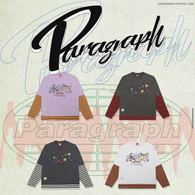 Paragraph パラグラフ ロングスリーブTシャツ フェイクレイヤード(PARAGRAPH-NO.07-2a) 韓国 ストリート レディース メンズ 送料無料 Tシャツ 20代 30代 コットン 長袖 クルーネック キャンセル不可 paragraph