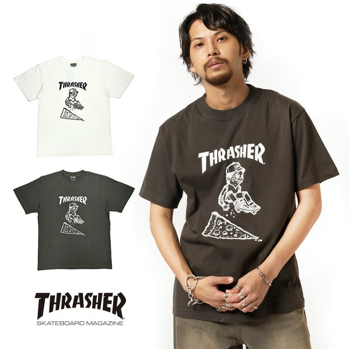 スラッシャー 半袖 プリントTシャツ ピザ・ブランドロゴ TH91162b Pizza 定番 メンズ