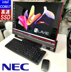 地デジ視聴 NEC ラビィ LAVIE DA770 デスクトップパソコン 赤 中古 SSD512GB Corei7 ブルーレイ 一体型 メモリ8GB WINDOWS11変更可 液晶 23.8インチ テンキー ワイヤレス キーボード マウス付 初期設定済 WEBカメラ office付き 無線LAN 国産 セール 送料込み