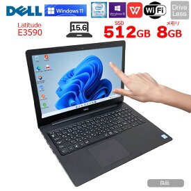 【中古】DELL Latitude E3590 中古 ノート Office 選べる Win11 or Win10 タッチパネル搭載 第7世代[Core i5 7200U 8GB SSD512GB 無線 テンキー カメラ 15.6型] ：良品