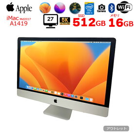 【中古】Apple iMac 27inch MNE92J/A A1419 5K Mid 2017 一体型 選べるOS [Core i5 7500 メモリ16G SSD512GB 無線 BT カメラ 27インチ]：アウトレット