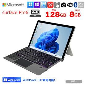 【中古】Microsoft Surface Pro6 中古 タブレット Office 選べる Win11 or Win10　今だけ新品BTタイプカバー [Core i5 8350U 8GB 128GB カメラ ]：良品