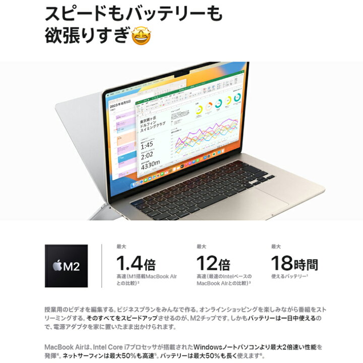 楽天市場】【中古】Apple MacBook Air 15.3inch MQKR3J/A A2941 2023 