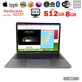 【中古】Apple MacBook Air 13.3inch MGN73J/A A2337 Late 2020 選べるOS Touch ID [Apple M1チップ8コア 8G SSD512GB 無線 BT カメラ 13.3 Space Gray 純箱] ：美品