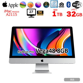 【中古】Apple iMac 27inch MRR12J/A A2115 5K 2019 一体型 選べるOS Radeon Pro Vega48 [Core i9 9900K 3.6GHz 32GB SSD1TB 無線 BT カメラ 27インチ 純箱]:良品