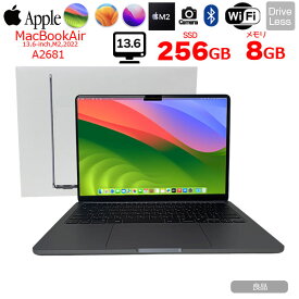 【中古】Apple MacBook Air 13.6inch MLXW3J/A A2681 2022 TouchID [Apple M2 8コア 8G SSD256GB 無線 BT カメラ 純箱 Space Gray] : 良品