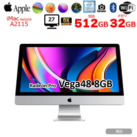 【中古】Apple iMac 27inch MRR12J/A A2115 5K 2019 一体型 選べるOS Radeon Pro Vega48 [Core i9 9900K 3.6GHz 32GB SSD512GB 無線 BT カメラ 27インチ 純箱]:美品