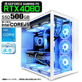 ゲーミングPC 白色海景房 HJF-ATX（WH）水冷 GeForce RTX4080 第13世代 Corei5 13400F Win10 NVMe M.2 SSD500GB メモリ16GB eスポーツ PASOUL 極 1年保証