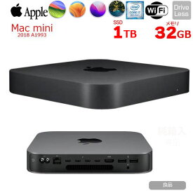 【中古】【今だけキーボードマウス付】Apple Mac mini MRTT2J/A A1993 2018 小型デスク 選べるOS [Core i7 8700B 3.2GHz 32GB SSD1TB 無線 BT スペースグレイ 純箱 ]：美品