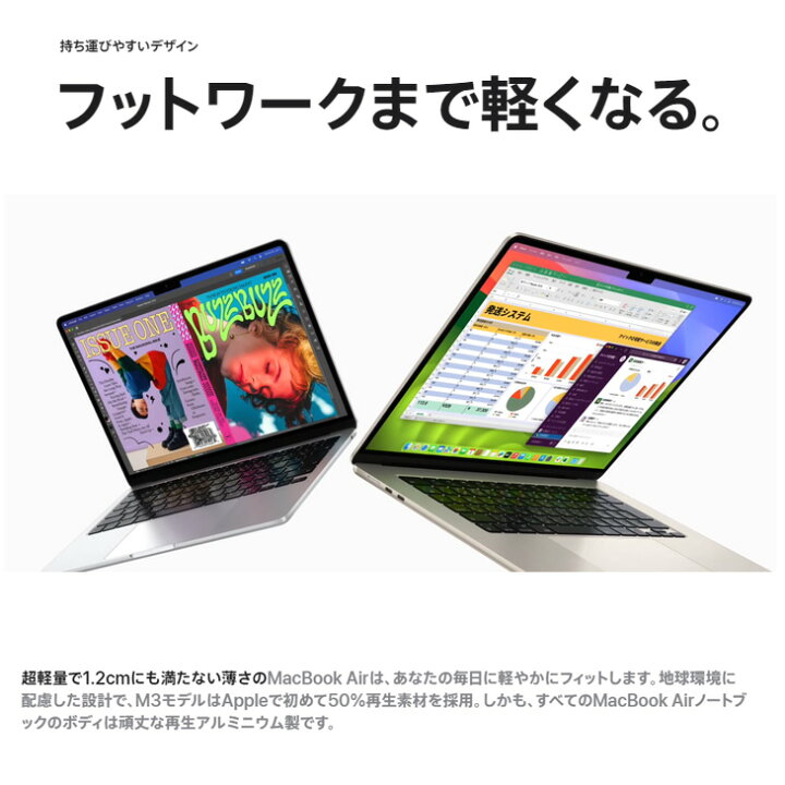 楽天市場】【未開封 メーカー保証1年】Apple MacBook Air 13.6inch 