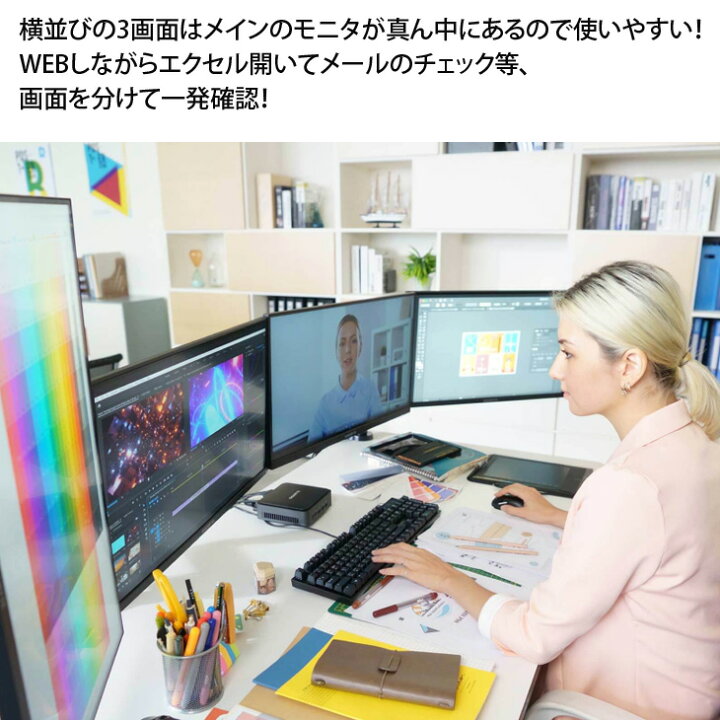 楽天市場】いきなり3画面マルチモニタセット USB-C1本で接続完了 