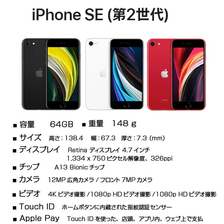 楽天市場】【SIMロック解除済】Apple iPhone SE（第2世代）MHGP3J/A 