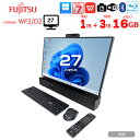 富士通 ESPRIMO WF2/D2 中古 一体型 地デジ Office Win11home キーマウス[Core i7 9750H 16GB SSD1TB+HDD3TB Blu-ray 無線 BT カメラ 27型 黒]:良品