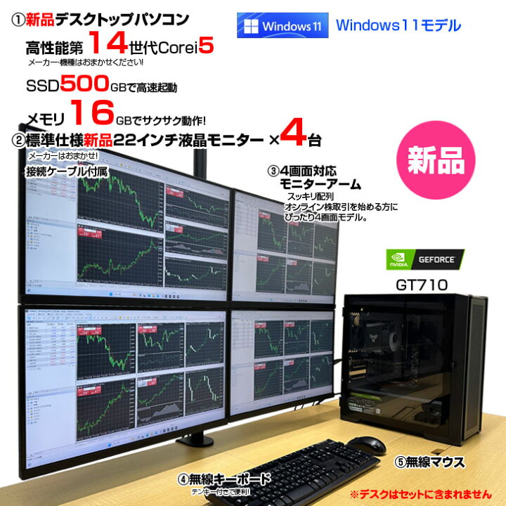 楽天市場】【新品】トレーディングPC4 FX 株 デイトレ 仮想通貨 22型×4 