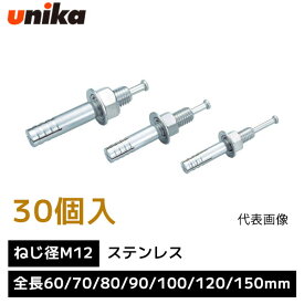 ユニカ unika 芯棒打込み式アンカー ねじ径 M12 【1箱 30個 入り】 SCタイプ ステンレス 全長 60mm 70mm 80mm 90mm 100mm 120mm 150mm 箱売り ルーティアンカー Sルーティアンカー アンカーボルト アンカー