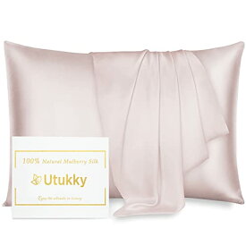 Utukky 枕カバー シルク枕カバー 43×63cm シルク100％枕カバー 6Aランク 封筒式 両面用 シルクタイプ 封筒式 ピローケース 美髪・美