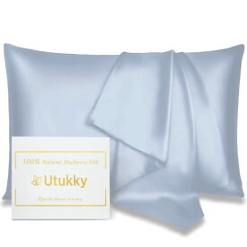 Utukky 枕カバー シルク【TVで紹介】接触冷感 まくらカバー シルク 43×63cm シルク100％枕カバー 6Aランク 封筒式 両面用 シルクタイ