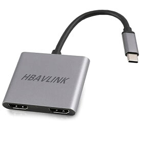 HDMI 分配器 拡張モード対応、HBAVLINK Type C マルチディスプレイアダプタType-cからデュアルhdmiへのアダプター hdmi 拡張器 2画面