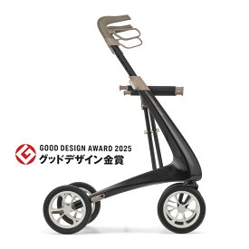 byACRE（バイエーカー）カーボン・ウルトラライト 世界最軽量 4.8kg ! 歩行器 デンマーク発 北欧デザインのおしゃれな四輪手押し車 座れる 折りたたみ式 室内屋外兼用 高齢者 介護用品 ＜カーボンブラック＞ グッドデザイン賞受賞