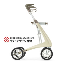 byACRE（バイエーカー）カーボン・ウルトラライト 世界最軽量 4.8kg ! 歩行器 デンマーク発 北欧デザインのおしゃれな四輪手押し車 座れる 折りたたみ式 室内屋外兼用 高齢者 介護用品 ＜オイスターホワイト＞ グッドデザイン賞受賞