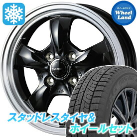 【10日（水）お得なクーポン!!】【タイヤ交換対象】ニッサン ルークス ML21系 ウェッズ グラフト 5S BK/リムポリッシュ トーヨー オブザーブ GIZ2 165/55R14 14インチ スタッドレスタイヤ&ホイールセット 4本1台分