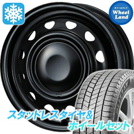 【20日（金）お得なクーポン!!】【タイヤ交換対象】ダイハツ ムーブ キャンバス LA850S・860S ウェッズ スチール ネオキャロ SMBK/BKキャップ ブリヂストン ブリザック VRX3 155/65R14 14インチ スタッドレスタイヤ&ホイールセット 4本1台分