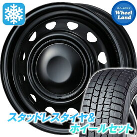 【20日（金）お得なクーポン!!】【タイヤ交換対象】ダイハツ ムーブ キャンバス LA800S・810S ウェッズ スチール ネオキャロ SMBK/BKキャップ ダンロップ ウインターマックス WM02 155/65R14 14インチ スタッドレスタイヤ&ホイールセット 4本1台分