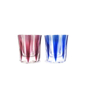 ےJ F킹~jbNOX JbgOX ԁ ZbgƃTCHOYACUTGLASS BLACK RED  BLUE Set Of 2 : 7.5cma : 6.5cma : 5.0cm