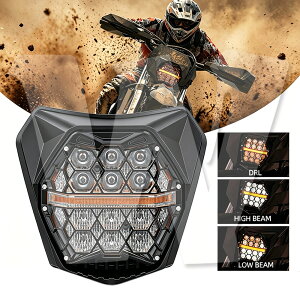 �yDOT/E-MARK�F�؁z LED�w�b�h���C�g KTM EXC/XCW/SXF/SX 2017-2023 �Ή� 60W 4800LM DRL/�n�C�r�[��/���[�r�[�� �z���C�g �A���o�[ �������� 50000���Ԏ��� �I�t���[�h�J�X�^��