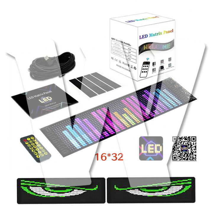 楽天市場】プログラミング可能な柔軟な車載LEDスクリーン 悪魔の目 USB  