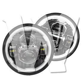 【日本仕様 車検対応】 7インチ LEDヘッドライト Hi/Low/DRL E-Mark/DOT認証 右ハンドル車用 6000K ホワイト/アンバー JK ジープ ラングラー ジムニー ランクル 日産 三菱 オートバイ 汎用