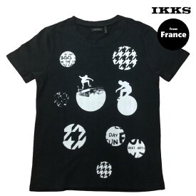 IKKS ボーイズ グラフィックデザインTシャツ キッズ XH10023（黒） Tシャツ 半袖 ジュニア 男の子 子供服 140 150 160cm【藤崎】