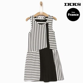 France発【IKKS】子供服 ワンピース キッズ おしゃれ かっこいい 夏服 女の子 100cm イックス ストライプ柄ワンピース XJ31062 4A【本店】