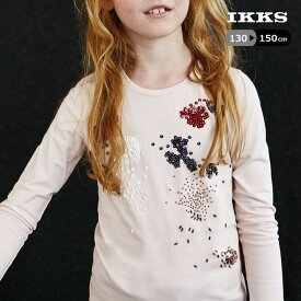 France発【IKKS】子供服 ロンT Tシャツ 長袖 キッズ ジュニア おしゃれ かっこいい 女の子 130cm,150cmイックス ガールズ パール刺しゅう長袖Tシャツ XM10092 8A-12A【本店】