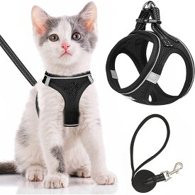 猫用ハーネス リードセット 胴輪 猫具 メッシュ 良い通気性 軽量 夜反射 通気メッシュ オス メス 犬猫兼用 ねこ ネコ 子猫 子犬 小型犬 散歩 お出かけ 抜けない ベスト ペット用品 夏物
