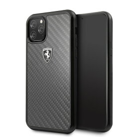 フェラーリ iPhone 11 Pro ケース リアルカーボンファイバー+TPU 背面 カバー アイフォン