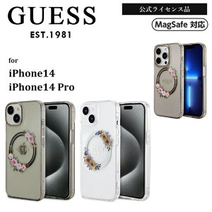 iPhone 14 �P�[�X GUESS iPhone14Pro �A�C�t�H�� �w�ʃP�[�X iPhone�P�[�X �t�����[���[�X �������C�Z���X �� �}�O�Z�[�t magsafe �u�����h GUHMP14SHFWFCK
