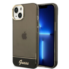 GUESS - PC TPU IML CASE DOUBLE LAYER ELECTROPLATED CAMERA OUTLINE TRANSLUCENT - BLACK IPHONE 14 スマホケース 端末保護 iPhoneケース カバー 背面ケース