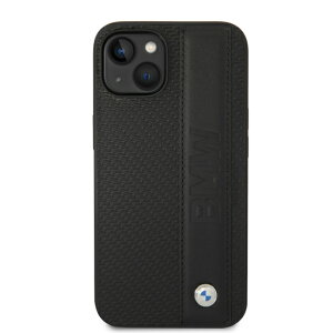 BMW - SIGNATURE COLLECTION - GENUINE LEATHER CASE TEXTURED AND BIG LOGO STRIPE - BLACK IPHONE 14 �X�}�z�P�[�X �[���ی� iPhone�P�[�X �J�o�[