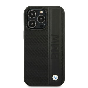 BMW - SIGNATURE COLLECTION - GENUINE LEATHER CASE TEXTURED AND BIG LOGO STRIPE - BLACK IPHONE 14 PRO �X�}�z�P�[�X �[���ی� iPhone�P�[�X �J�o�[