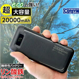 ���o�C���o�b�e���[ 20000mAh �����_�S LiFePO4 ������ 1000�� �[���d 2�|�[�g USB-C�|�[�g1 USB-A�|�[�g2 2�䓯���[�d PSE�F�؍� iPhone Android �X�}�z�[�d�� ��e�ʃo�b�e���[ ���S�� ���S �����\ �ЊQ �h