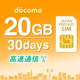 プリペイドSIM プリペイド SIM card 日本 docomo 20GB 30日間 開通期限なし SIMカード マルチカットSIM MicroSIM NanoSIM ドコモ simフリー端末