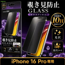 iPhone 16 Pro ガラスフィルム 10H 光沢 覗き見防止 液晶保護フィルム 画面保護フィルム レイアウト RT-P47F/PG