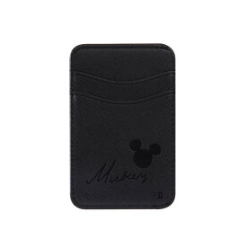 【マラソン限定 大特価】 スマホ カードケース ミッキー レザー 黒 ブラック ミッキーマウス ポケット カード入れ カード収納 カードホルダー 背面ポケット ICカード 貼るだけ 簡単 粘着