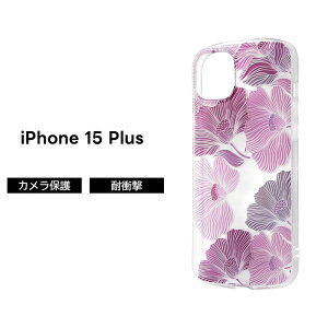 iPhone 15 Plus ケース フラワー パープル クリアケース iPhone15Plus アイフォン15プラス クリア 可愛い ソフトソフトケース スマホケース 透明 iPhone 15Plus