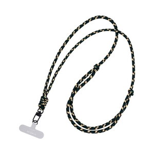 ショルダーストラップ 多機能 パターン柄 グリーン ブラック ベージュ 挟み込みシート 丸紐 肩掛け 首掛け iPhone Android スマホ