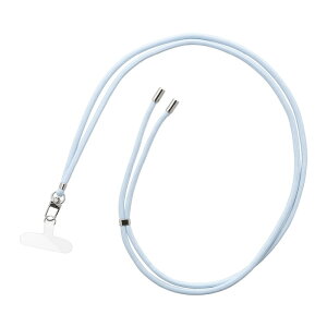 ネックストラップ 多機能 ブルー 丸紐 挟み込みシート 2WAY 肩掛け 首掛け iPhone Android スマホ ストラップ 落下防止